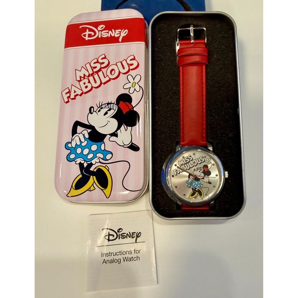 Disney Minnie Mouse "Miss Fabulous" Special Edition Wristwatch New In Tin Vtg - Picture 2 of 4